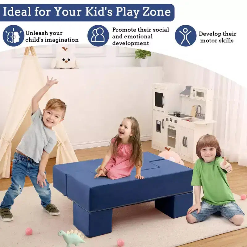 GustoWave Sofá modular para niños de 6 piezas, juego de sofá de juego de espuma con cojines desmontables, sofá suave convertible para niños pequeños y niños.