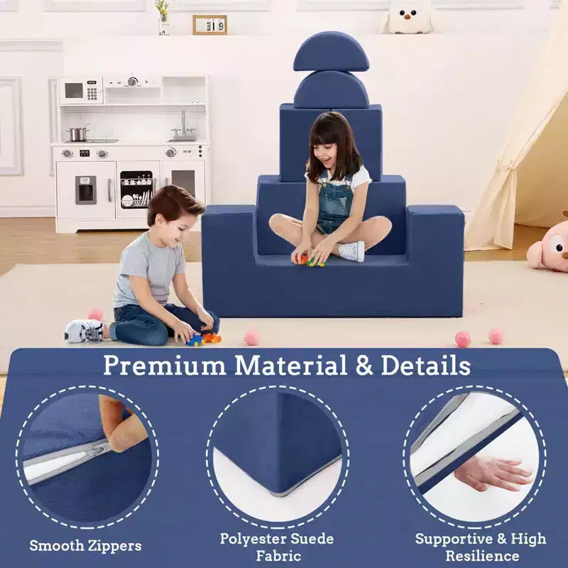 GustoWave Sofá modular para niños de 6 piezas, juego de sofá de juego de espuma con cojines desmontables, sofá suave convertible para niños pequeños y niños.