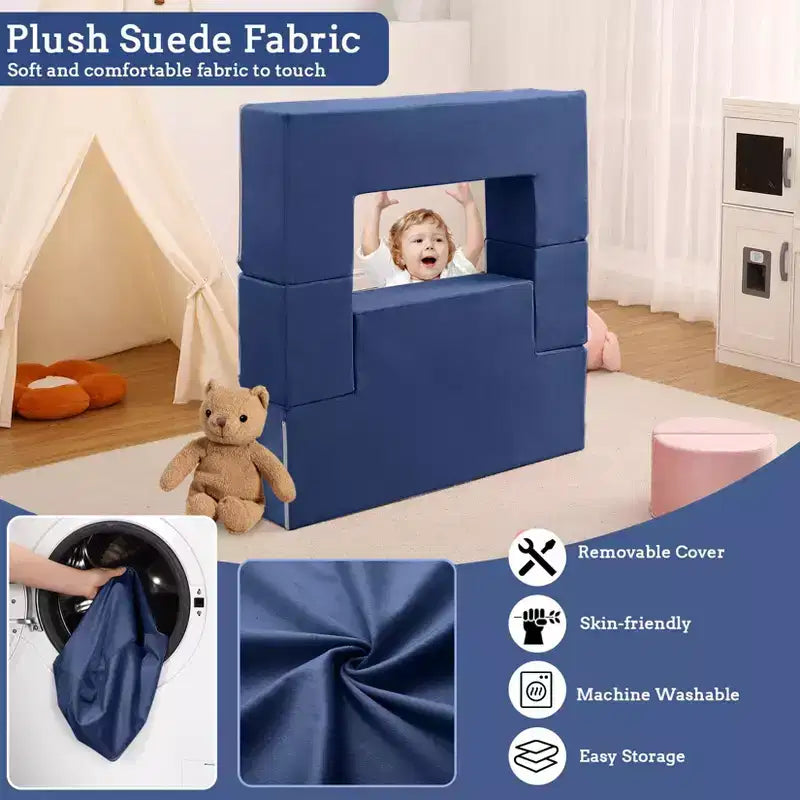 GustoWave Sofá modular para niños de 6 piezas, juego de sofá de juego de espuma con cojines desmontables, sofá suave convertible para niños pequeños y niños.