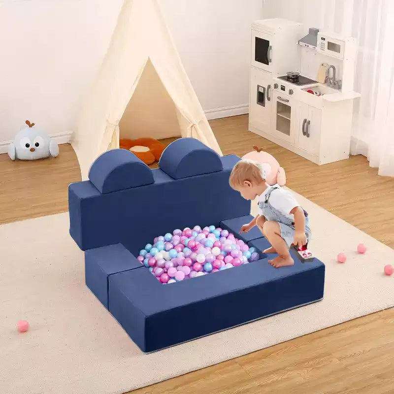 GustoWave Sofá modular para niños de 6 piezas, juego de sofá de juego de espuma con cojines desmontables, sofá suave convertible para niños pequeños y niños.