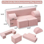 GustoWave Sofá modular para niños de 6 piezas, juego de sofá de juego de espuma con cojines desmontables, sofá suave convertible para niños pequeños y niños.