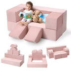 GustoWave Sofá modular para niños de 6 piezas, juego de sofá de juego de espuma con cojines desmontables, sofá suave convertible para niños pequeños y niños.