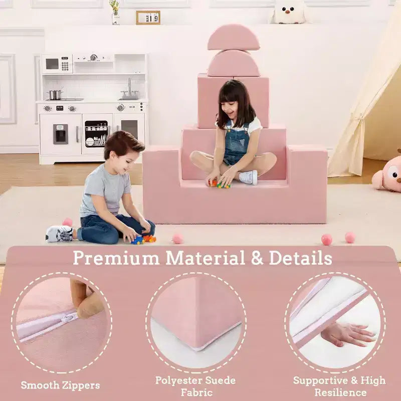 GustoWave Sofá modular para niños de 6 piezas, juego de sofá de juego de espuma con cojines desmontables, sofá suave convertible para niños pequeños y niños.