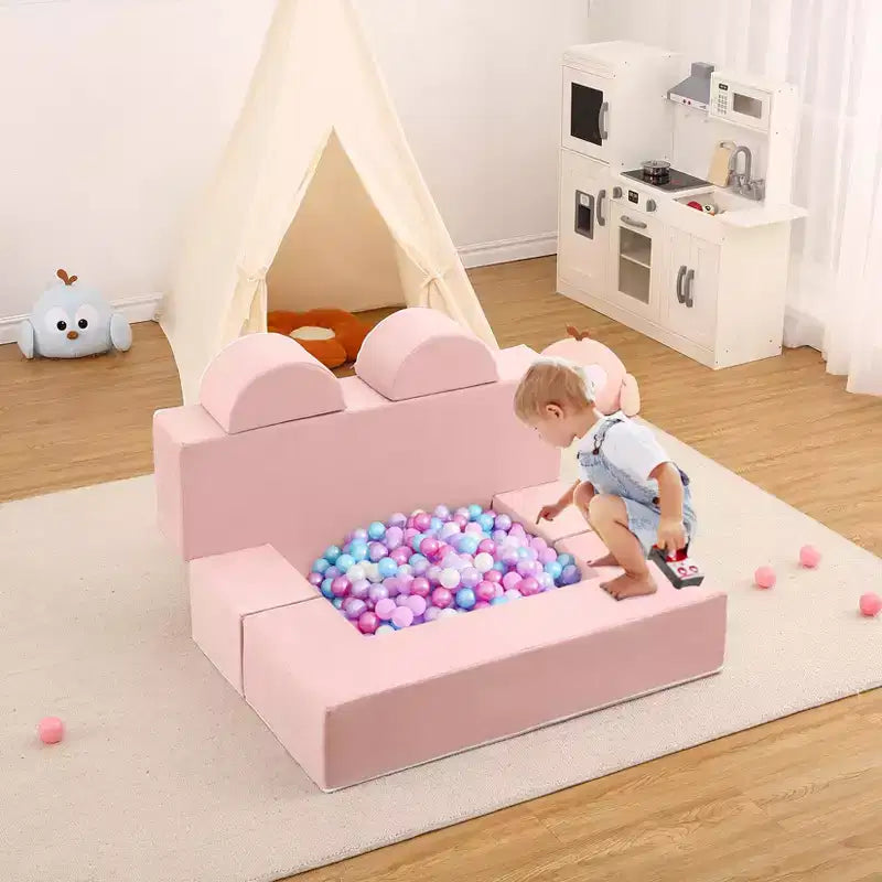 GustoWave Sofá modular para niños de 6 piezas, juego de sofá de juego de espuma con cojines desmontables, sofá suave convertible para niños pequeños y niños.