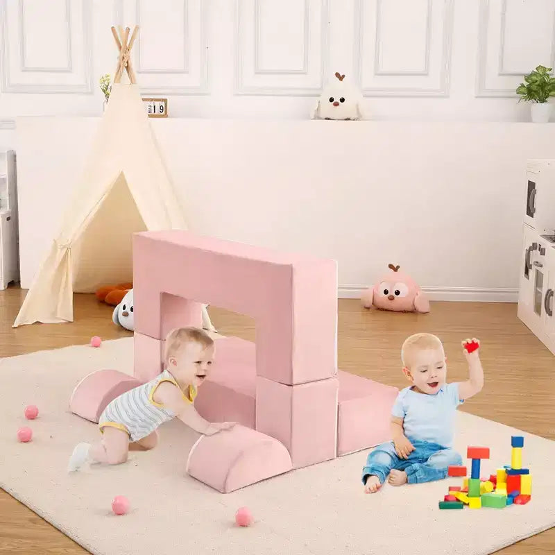 GustoWave Sofá modular para niños de 6 piezas, juego de sofá de juego de espuma con cojines desmontables, sofá suave convertible para niños pequeños y niños.