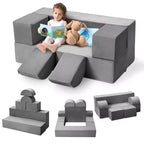 GustoWave Sofá modular para niños de 6 piezas, juego de sofá de juego de espuma con cojines desmontables, sofá suave convertible para niños pequeños y niños.