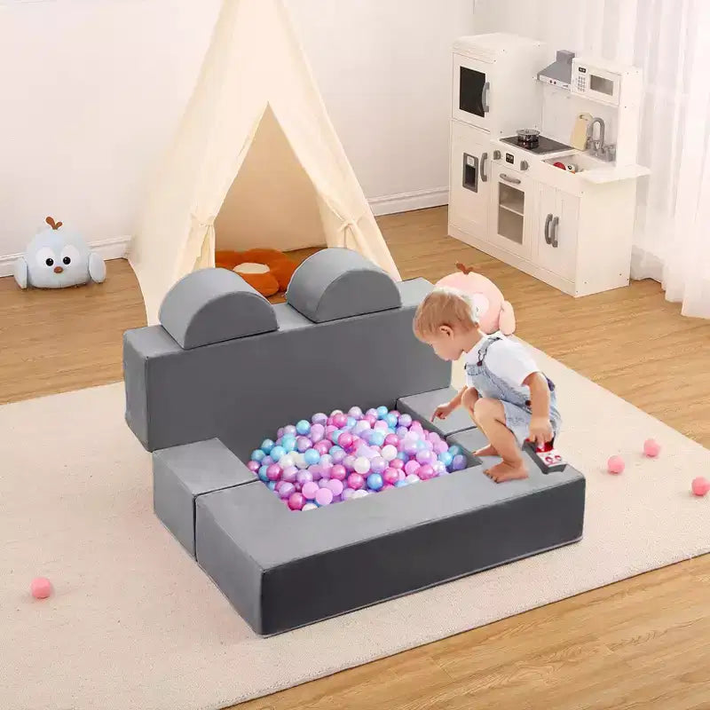 GustoWave Sofá modular para niños de 6 piezas, juego de sofá de juego de espuma con cojines desmontables, sofá suave convertible para niños pequeños y niños.