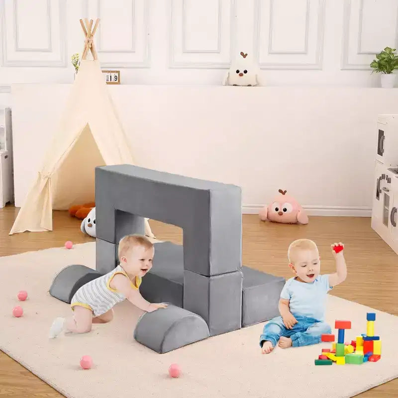 GustoWave Sofá modular para niños de 6 piezas, juego de sofá de juego de espuma con cojines desmontables, sofá suave convertible para niños pequeños y niños.