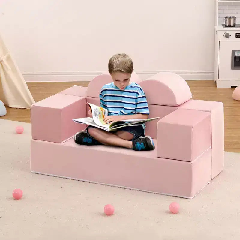GustoWave Sofá modular para niños de 6 piezas, juego de sofá de juego de espuma con cojines desmontables, sofá suave convertible para niños pequeños y niños.