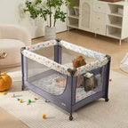VEVOR Cuna de viaje, parque de bebé, plegado rápido, para bebés y niños pequeños, corral portátil con ruedas, malla transpirable y bolsa de viaje, gris