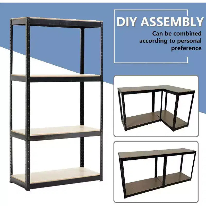 Estantería metálica ajustable Acekool de 4 niveles, unidad de almacenamiento de montaje sin tornillos, estantes de acero de alta resistencia para cocina, garaje o taller