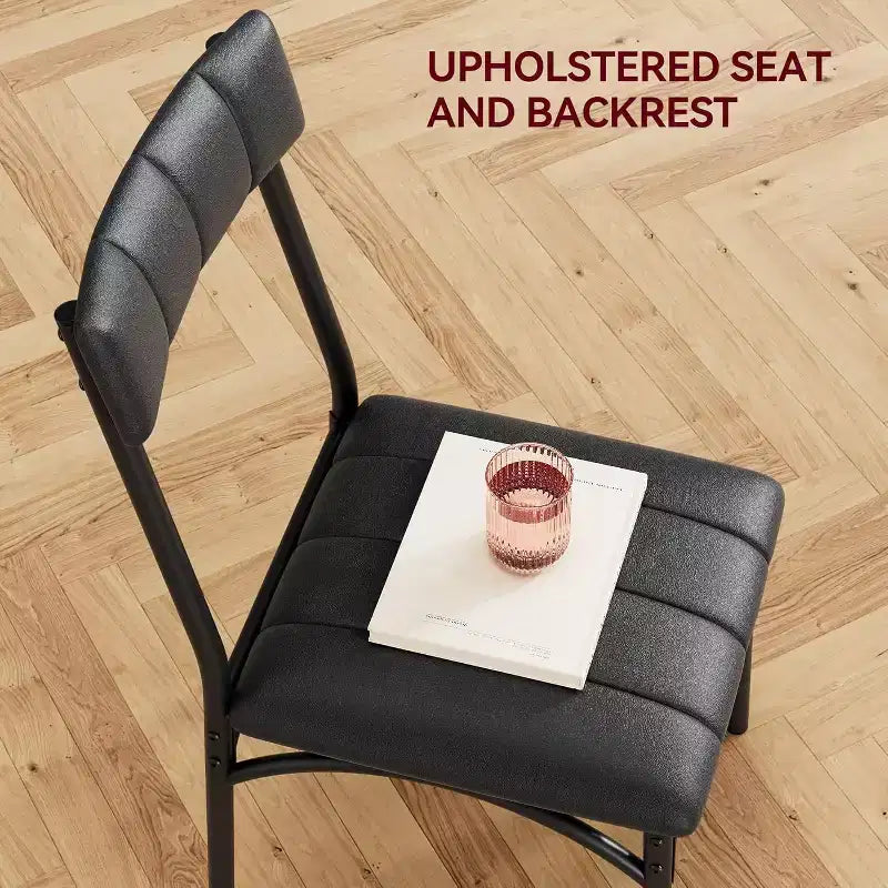 Juego de comedor cuadrado rústico moderno, mesa de 74.17 cm L x 76.45 cm A x 75.95 cm H, sillas de 85.60 cm x 46.74 cm x 43.18 cm, 2 personas, metal y MDF, fácil montaje, ahorro de espacio