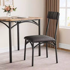 Juego de comedor cuadrado rústico moderno, mesa de 74.17 cm L x 76.45 cm A x 75.95 cm H, sillas de 85.60 cm x 46.74 cm x 43.18 cm, 2 personas, metal y MDF, fácil montaje, ahorro de espacio