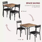 Juego de comedor cuadrado rústico moderno, mesa de 74.17 cm L x 76.45 cm A x 75.95 cm H, sillas de 85.60 cm x 46.74 cm x 43.18 cm, 2 personas, metal y MDF, fácil montaje, ahorro de espacio