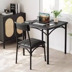 Juego de comedor cuadrado rústico moderno, mesa de 74.17 cm L x 76.45 cm A x 75.95 cm H, sillas de 85.60 cm x 46.74 cm x 43.18 cm, 2 personas, metal y MDF, fácil montaje, ahorro de espacio