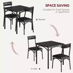 Juego de comedor cuadrado rústico moderno, mesa de 74.17 cm L x 76.45 cm A x 75.95 cm H, sillas de 85.60 cm x 46.74 cm x 43.18 cm, 2 personas, metal y MDF, fácil montaje, ahorro de espacio