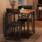 Juego de comedor cuadrado rústico moderno, mesa de 74.17 cm L x 76.45 cm A x 75.95 cm H, sillas de 85.60 cm x 46.74 cm x 43.18 cm, 2 personas, metal y MDF, fácil montaje, ahorro de espacio