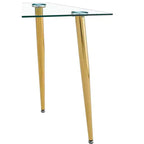 Mesa de comedor Okak para espacios pequeños, mesa de comedor rectangular contemporánea de vidrio templado con patas de metal para 4 personas