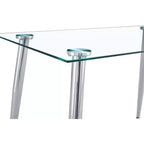 Mesa de comedor Okak para espacios pequeños, mesa de comedor rectangular contemporánea de vidrio templado con patas de metal para 4 personas
