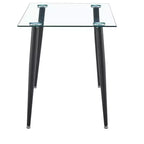 Mesa de comedor Okak para espacios pequeños, mesa de comedor rectangular contemporánea de vidrio templado con patas de metal para 4 personas