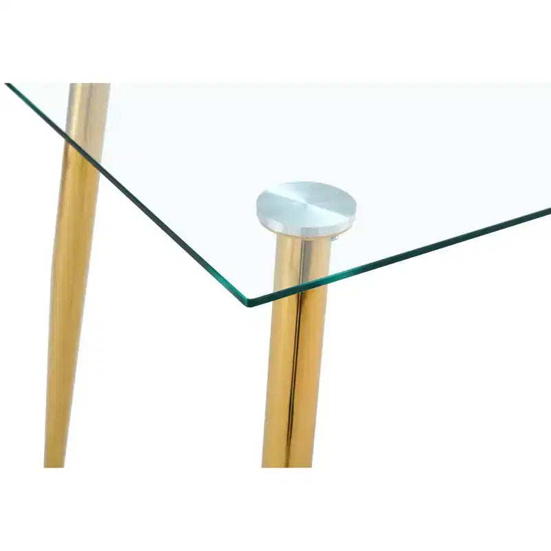 Mesa de comedor Okak para espacios pequeños, mesa de comedor rectangular contemporánea de vidrio templado con patas de metal para 4 personas