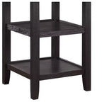 Mesa de Comedor Redonda Okak Estilo Transicional para Espacios Pequeños, Mesa de Altura de Mostrador con 2 Estantes de Exhibición para Sala de Estar, Oficina, Cocina