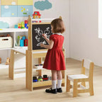 Juego de Mesa y Sillas de Arte para Niños Costway con Caballete y Pizarra y Pizarra de Papel en Rollo