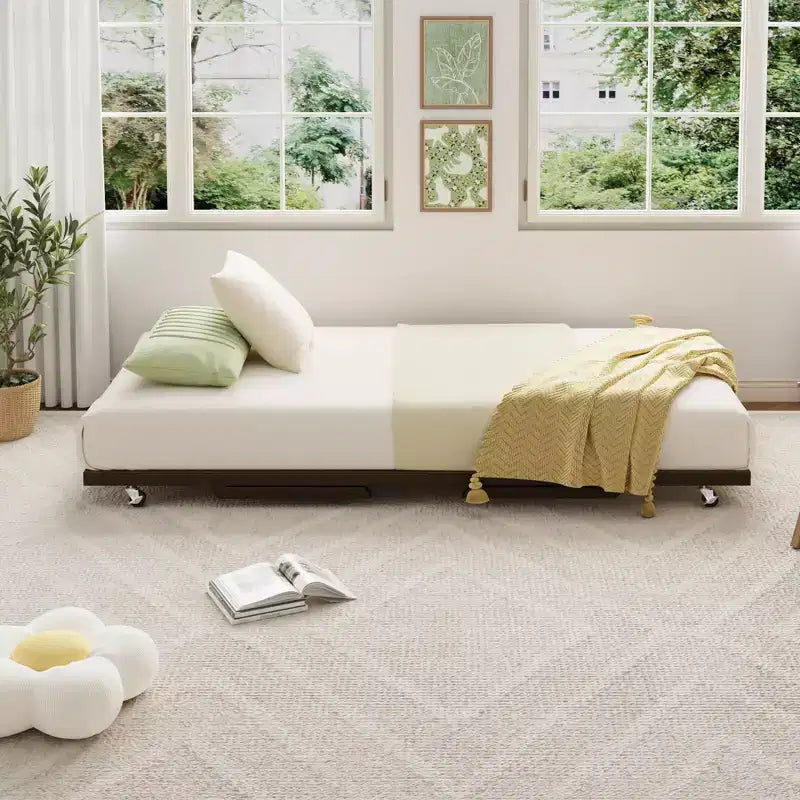 Estructura de Cama Nido Doble - Plataforma Metálica Plegable con Ruedas con Freno, Diseño Plegable para Habitaciones de Invitados y Pernoctas