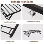 Estructura de Cama Nido Doble - Plataforma Metálica Plegable con Ruedas con Freno, Diseño Plegable para Habitaciones de Invitados y Pernoctas