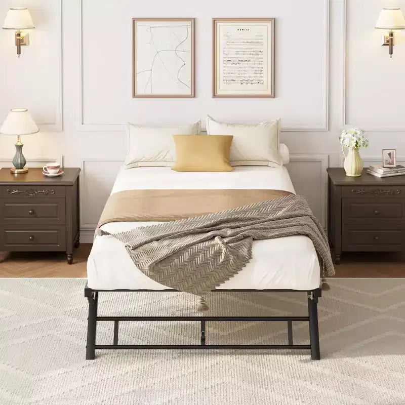 Estructura de Cama Nido Doble - Plataforma Metálica Plegable con Ruedas con Freno, Diseño Plegable para Habitaciones de Invitados y Pernoctas