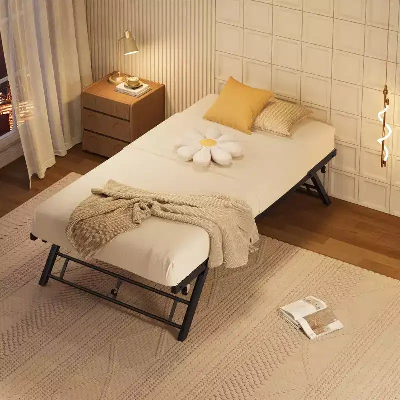 Estructura de Cama Nido Doble - Plataforma Metálica Plegable con Ruedas con Freno, Diseño Plegable para Habitaciones de Invitados y Pernoctas
