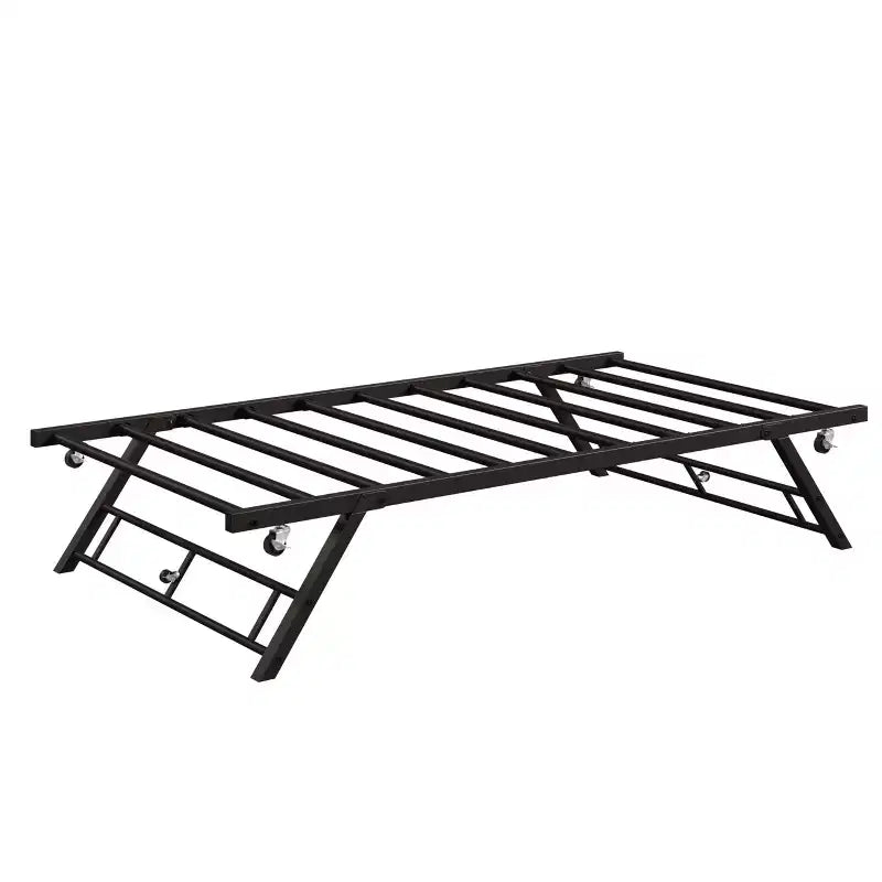 Estructura de Cama Nido Doble - Plataforma Metálica Plegable con Ruedas con Freno, Diseño Plegable para Habitaciones de Invitados y Pernoctas
