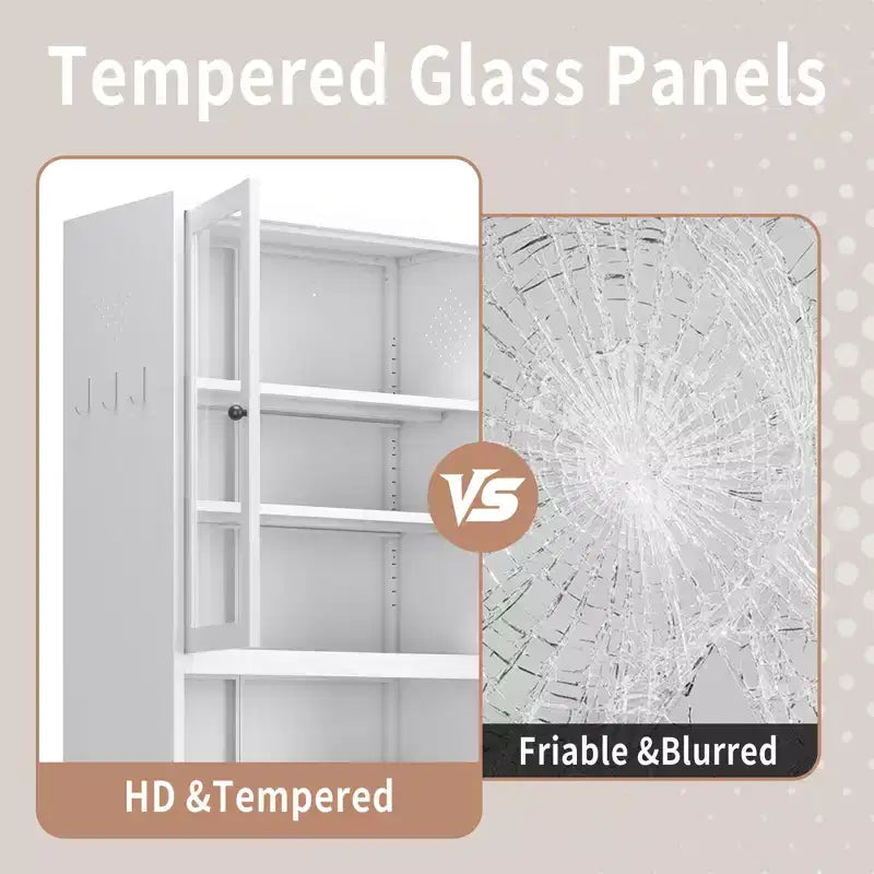 Okak 61 Armario de cocina independiente, almacenamiento ajustable con 4 estantes, armario de metal resistente para comedor/sala de estar