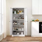 Okak 61 Armario de cocina independiente, almacenamiento ajustable con 4 estantes, armario de metal resistente para comedor/sala de estar