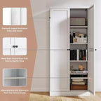 Okak 61 Armario de cocina independiente, almacenamiento ajustable con 4 estantes, armario de metal resistente para comedor/sala de estar