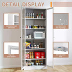 Okak 61 Armario de cocina independiente, almacenamiento ajustable con 4 estantes, armario de metal resistente para comedor/sala de estar
