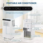 Acekool 8,000 BTU Portable Air Conditioner, 4-in-1 AC Dehumidifier Fan, for Rooms up to 350 Sq. Ft, Timer, Remote, Easy Move