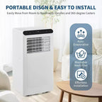 Acekool 8,000 BTU Portable Air Conditioner, 4-in-1 AC Dehumidifier Fan, for Rooms up to 350 Sq. Ft, Timer, Remote, Easy Move