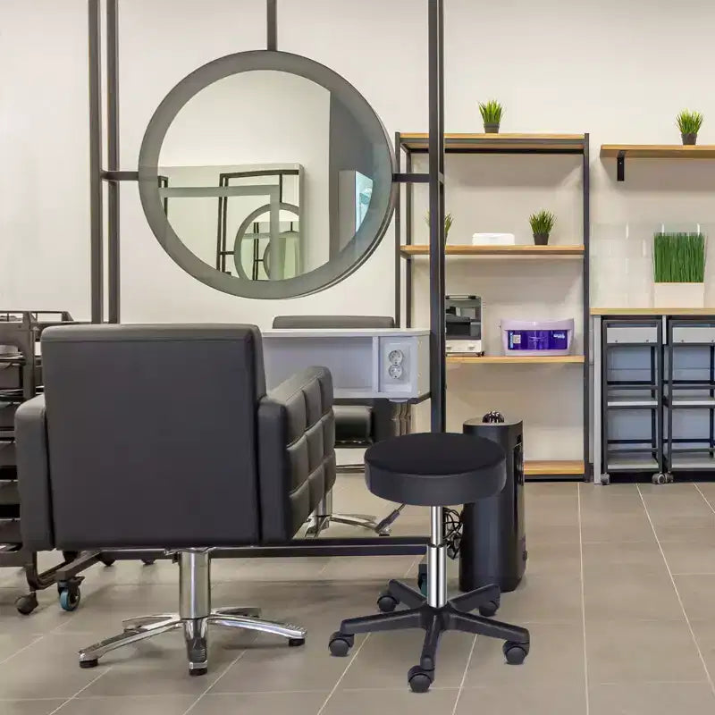 Taburete giratorio hidráulico con ruedas, altura ajustable para spa, tienda, masaje, medicina, trabajo u oficina