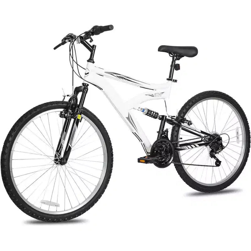 Bicicleta de montaña Hykolity de 26/27.5 pulgadas, para hombres y mujeres, de acero con suspensión total, 18 velocidades, sillín ajustable, frenos lineales, llantas de aleación
