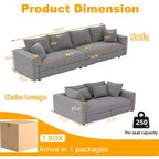 MAYEERTY Sofá moderno tapizado cómodo, sofás de asiento profundo tipo nube con almohadas suaves para sala de estar, dormitorio, oficina, gris