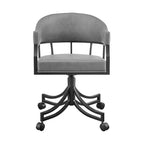 Armen Living, Silla de comedor giratoria con ruedas Tibet con hierro negro mate