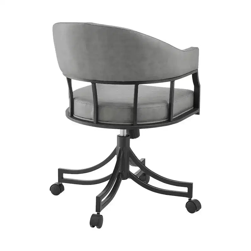 Armen Living, Silla de comedor giratoria con ruedas Tibet con hierro negro mate