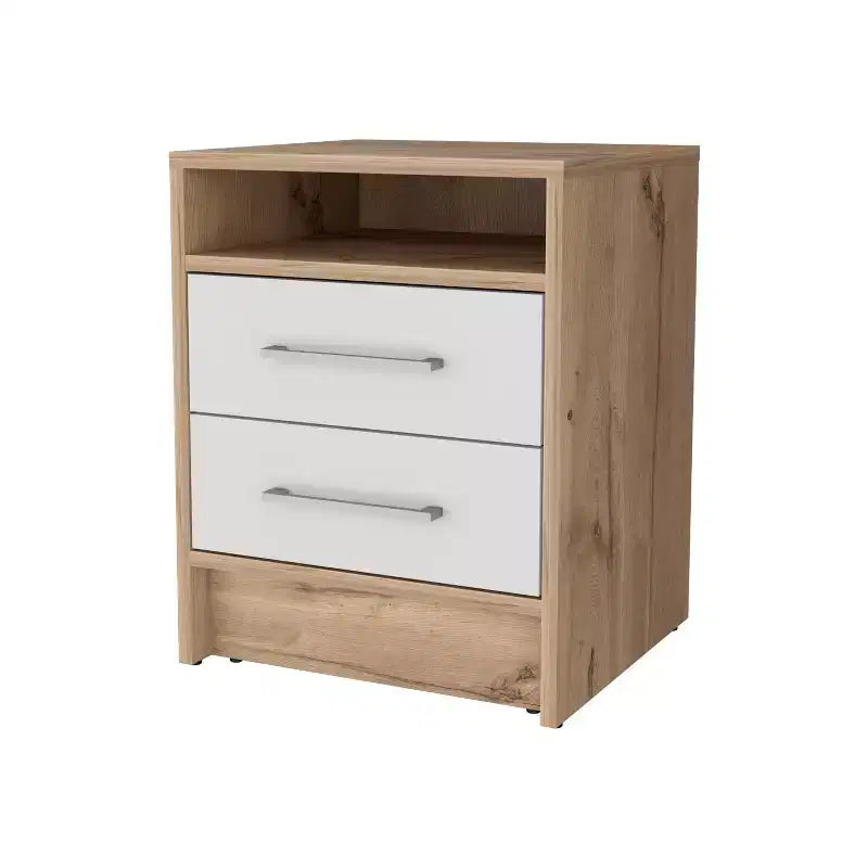 MAYEERTY Mesita de Noche con 2 Cajones y Estante Oculto, Mesa Auxiliar Vintage para Dormitorio, Sala de Estar