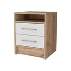 MAYEERTY Mesita de Noche con 2 Cajones y Estante Oculto, Mesa Auxiliar Vintage para Dormitorio, Sala de Estar