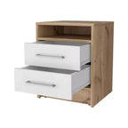 MAYEERTY Mesita de Noche con 2 Cajones y Estante Oculto, Mesa Auxiliar Vintage para Dormitorio, Sala de Estar