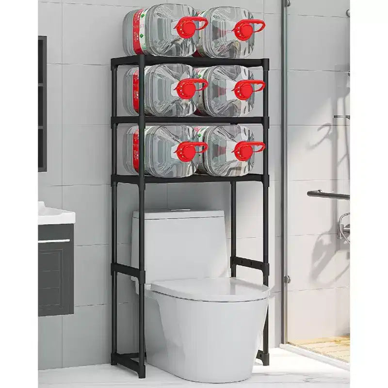 Estantería alta de baño de 3 niveles, estante de almacenamiento sobre el inodoro con estructura de hierro, organizador que ahorra espacio para toallas y suministros