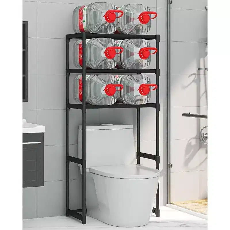 Estantería alta de baño de 3 niveles, estante de almacenamiento sobre el inodoro con estructura de hierro, organizador que ahorra espacio para toallas y suministros