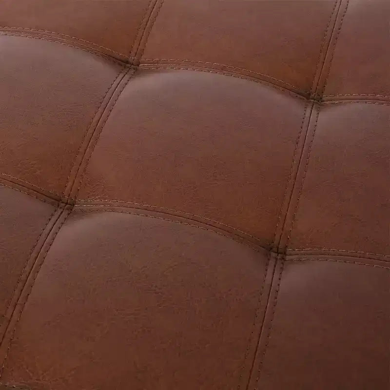 Puf otomano de almacenaje tapizado en piel sintética contemporáneo con botones decorativos GDFStudio Rigby