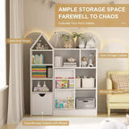 Organizador de almacenamiento para niños, organizador de juguetes y libros con 8 cubículos y cajones extraíbles, ideal para salas de juegos y dormitorios